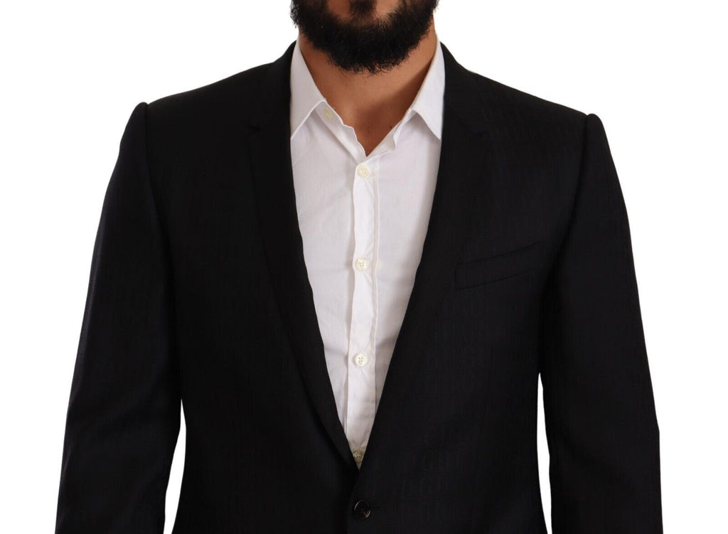Dolce & Gabbana Black Wool Single Breasted Suit GOLD Jacket by Dolce & Gabbana