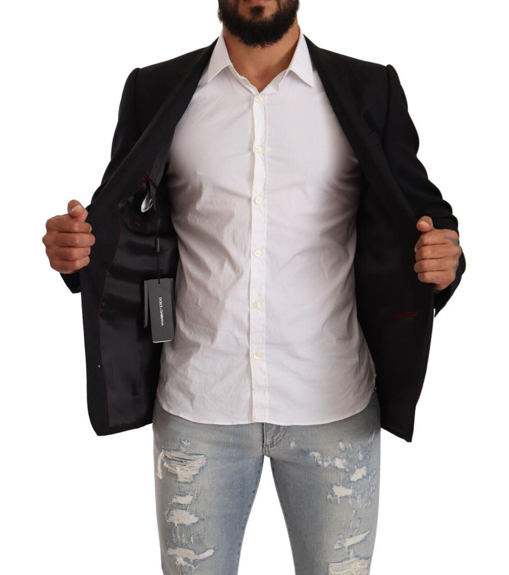 Dolce & Gabbana Black Wool Single Breasted Suit GOLD Jacket by Dolce & Gabbana