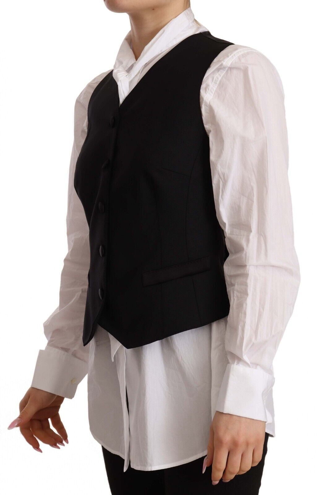 Dolce & Gabbana Black Button Down Sleeveless Vest Viscose Top by Dolce & Gabbana