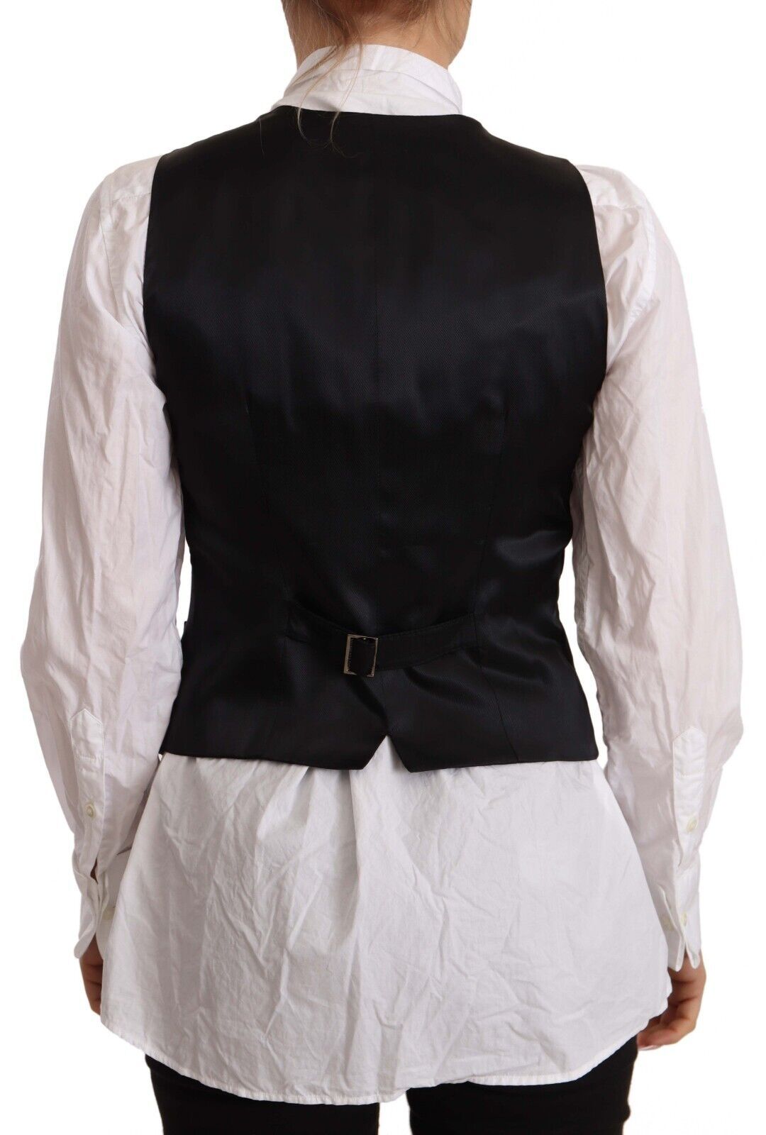 Dolce & Gabbana Black Button Down Sleeveless Vest Viscose Top by Dolce & Gabbana
