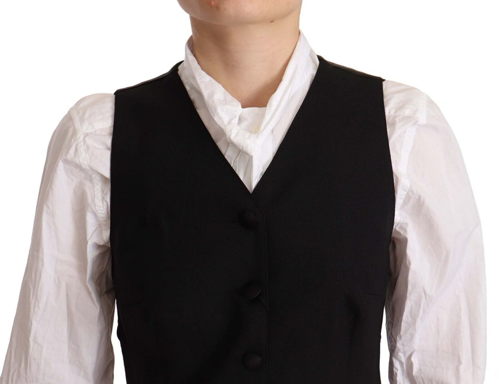 Dolce & Gabbana Black Button Down Sleeveless Vest Viscose Top by Dolce & Gabbana