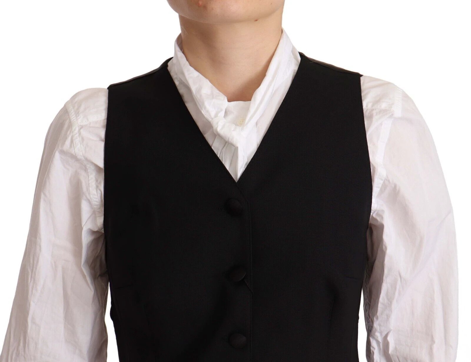 Dolce & Gabbana Black Button Down Sleeveless Vest Viscose Top by Dolce & Gabbana