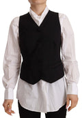 Dolce & Gabbana Black Button Down Sleeveless Vest Viscose Top by Dolce & Gabbana