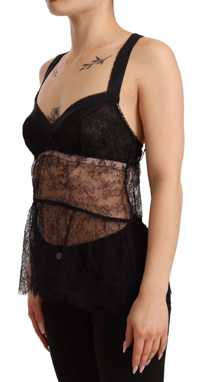 Dolce & Gabbana Black Silk Lace Babydoll Nylon Lingerie Top by Dolce & Gabbana