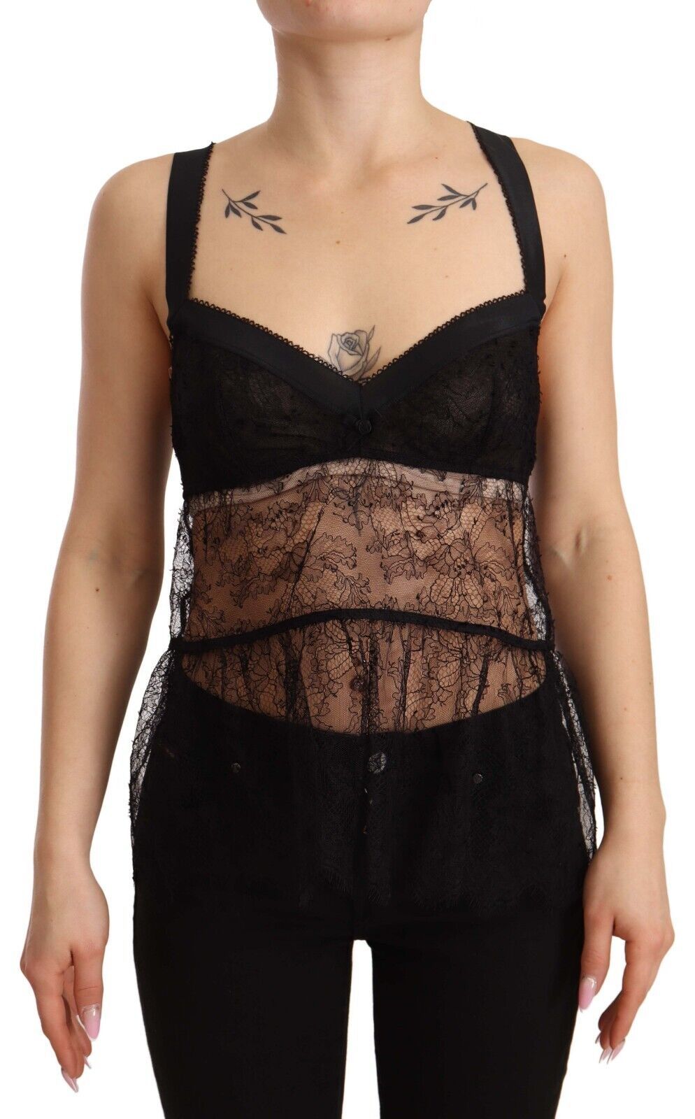 Dolce & Gabbana Black Silk Lace Babydoll Nylon Lingerie Top by Dolce & Gabbana