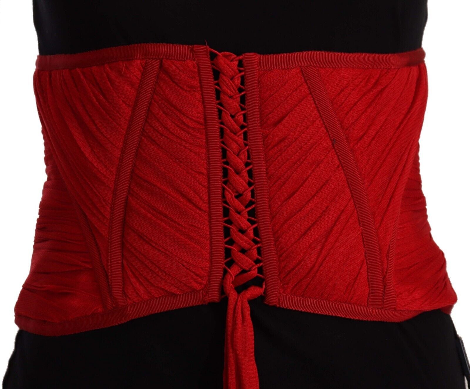 Dolce & Gabbana Red Corset Belt Stretch Waist Strap Silk Top by Dolce & Gabbana