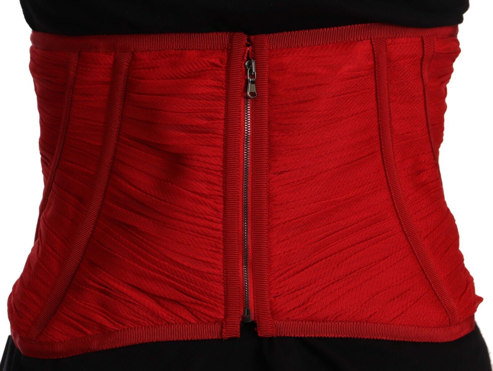Dolce & Gabbana Red Corset Belt Stretch Waist Strap Silk Top by Dolce & Gabbana