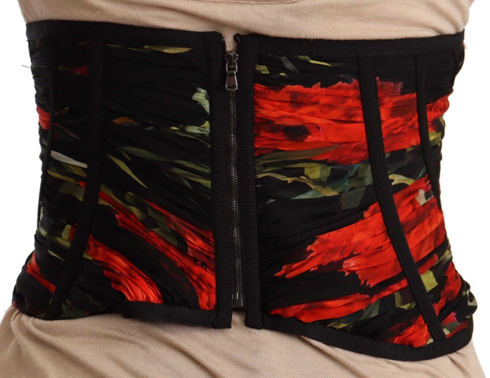 Dolce & Gabbana Black Corset Belt Stretch Waist Strap Silk Top by Dolce & Gabbana