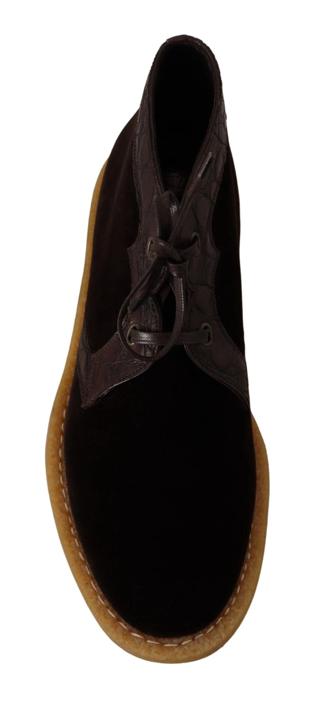 Dolce & Gabbana Brown Velvet Exotic Leather Boots by Dolce & Gabbana