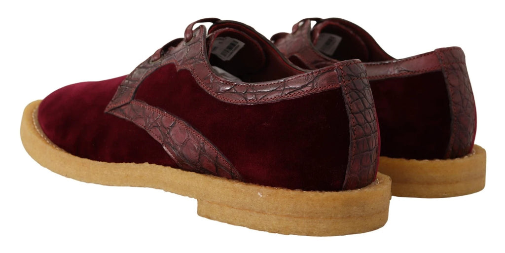 Dolce & Gabbana Bordeaux Velvet Exotic Leather Shoes by Dolce & Gabbana