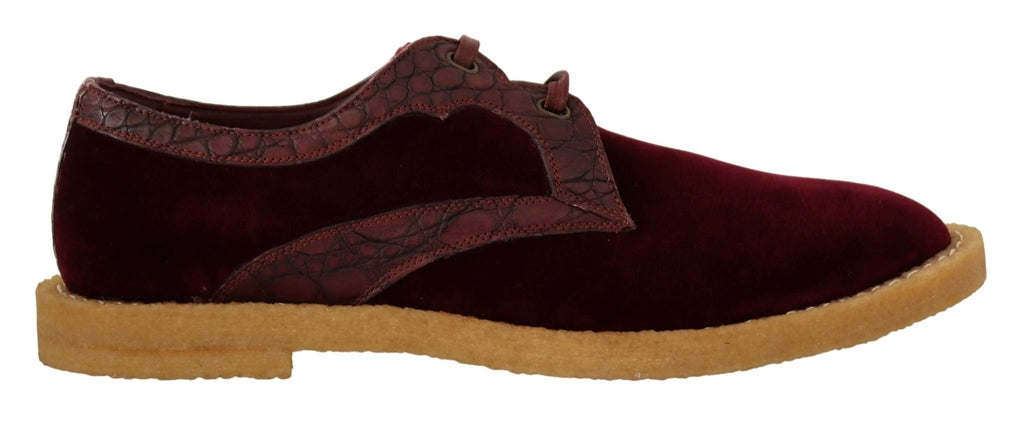 Dolce & Gabbana Bordeaux Velvet Exotic Leather Shoes by Dolce & Gabbana