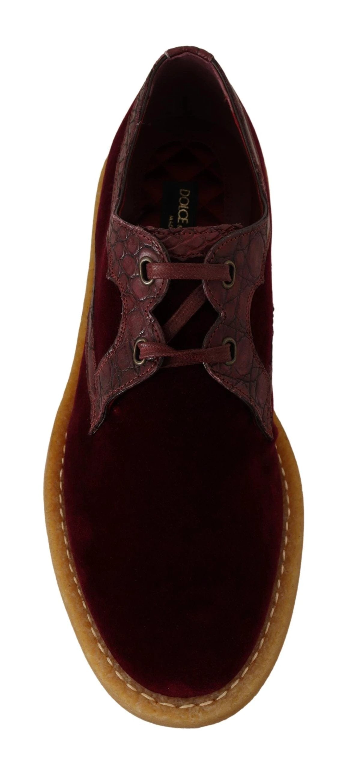 Dolce & Gabbana Bordeaux Velvet Exotic Leather Shoes by Dolce & Gabbana