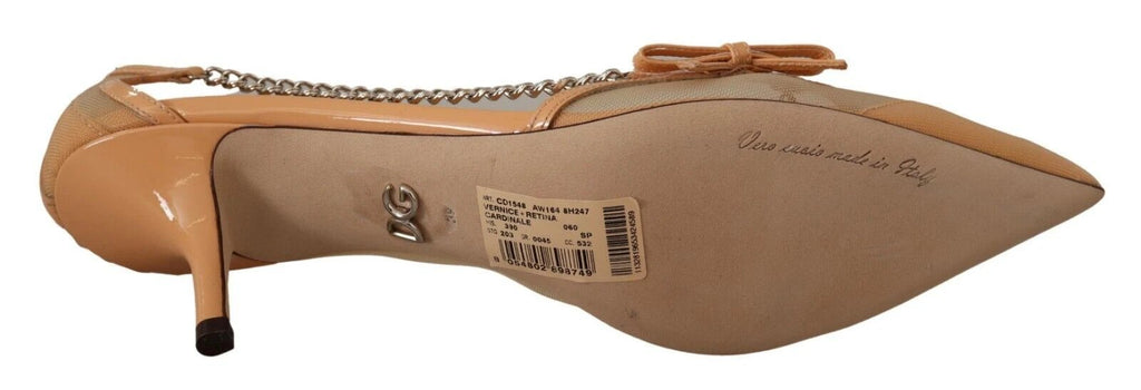 Dolce & Gabbana Peach Mesh Leather Chains Heels Pumps Shoes by Dolce & Gabbana