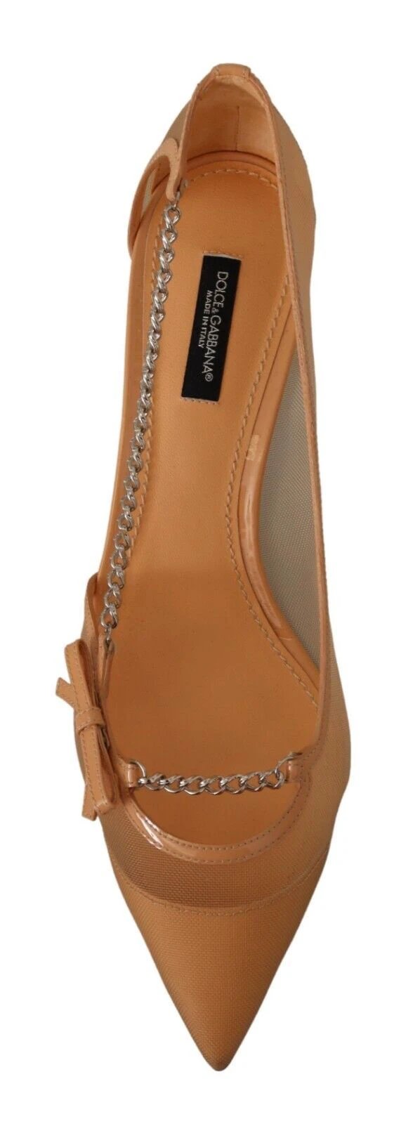 Dolce & Gabbana Peach Mesh Leather Chains Heels Pumps Shoes by Dolce & Gabbana