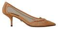 Dolce & Gabbana Peach Mesh Leather Chains Heels Pumps Shoes by Dolce & Gabbana