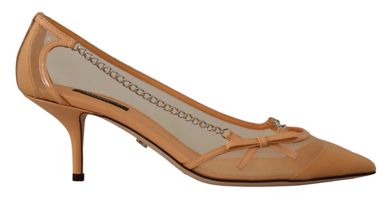 Dolce & Gabbana Peach Mesh Leather Chains Heels Pumps Shoes by Dolce & Gabbana