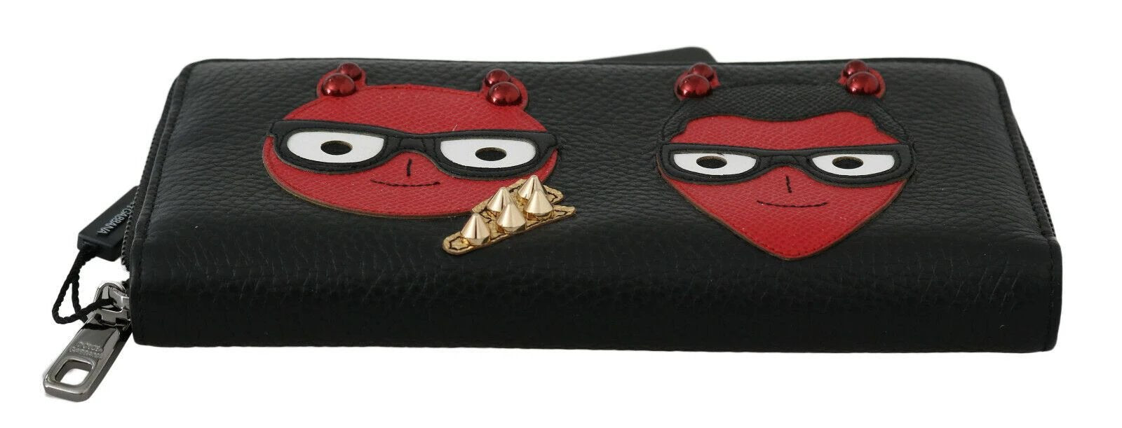 Dolce & Gabbana Black Red Leather #DGFAMILY Zipper Continental Wallet by Dolce & Gabbana