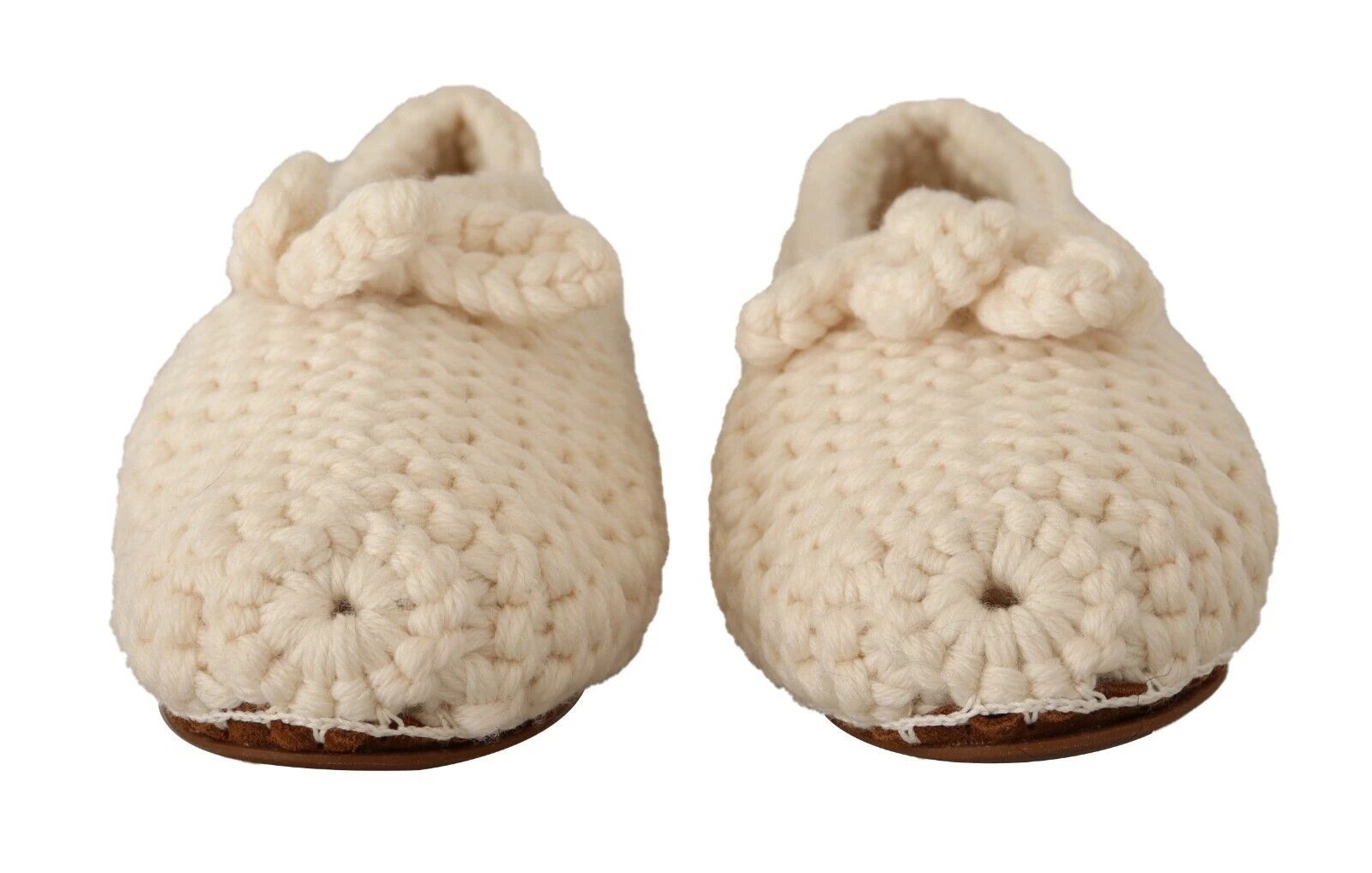 Dolce & Gabbana White Slip On Ballerina Flats Wool Knit Shoes by Dolce & Gabbana