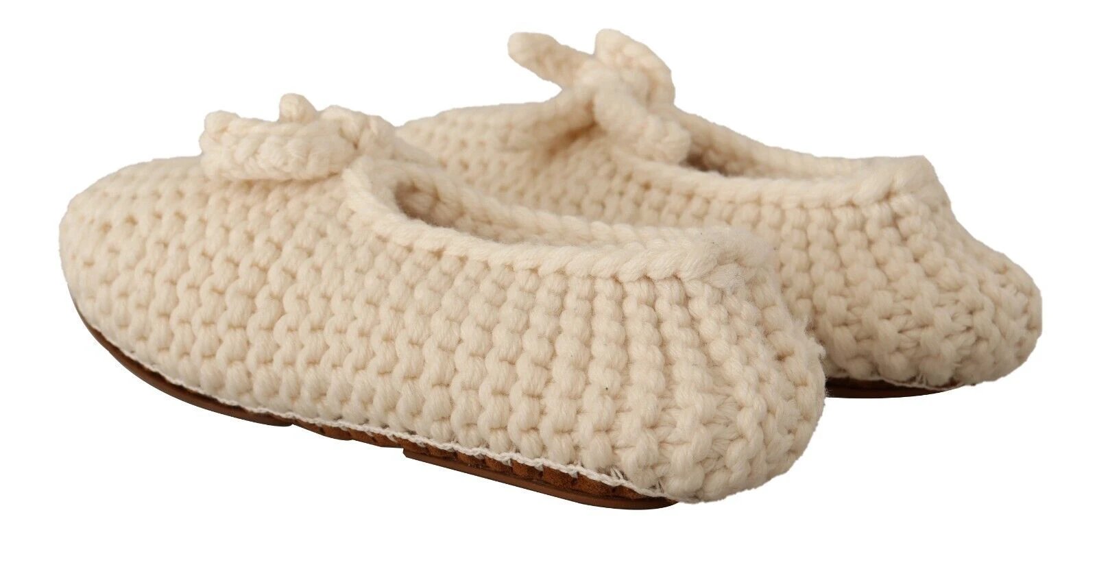Dolce & Gabbana White Slip On Ballerina Flats Wool Knit Shoes by Dolce & Gabbana