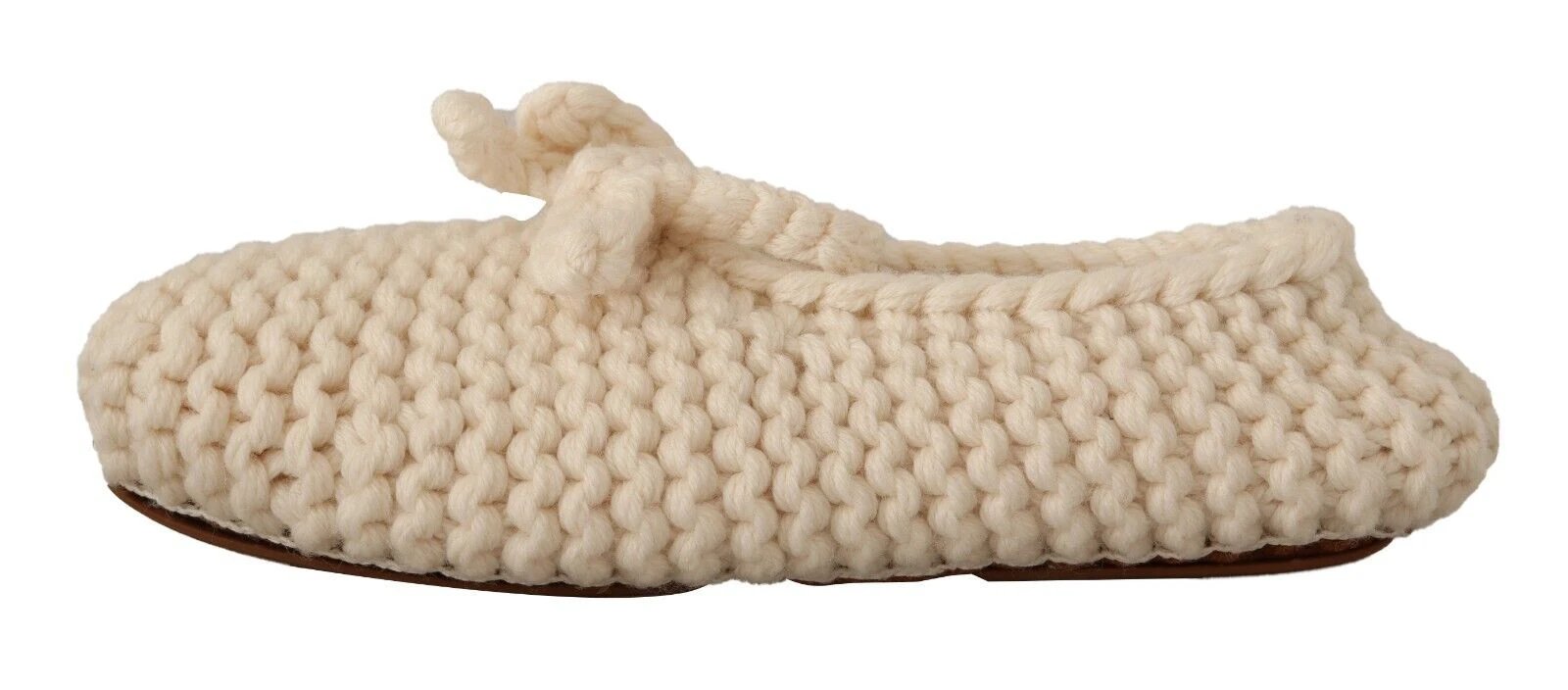 Dolce & Gabbana White Slip On Ballerina Flats Wool Knit Shoes by Dolce & Gabbana