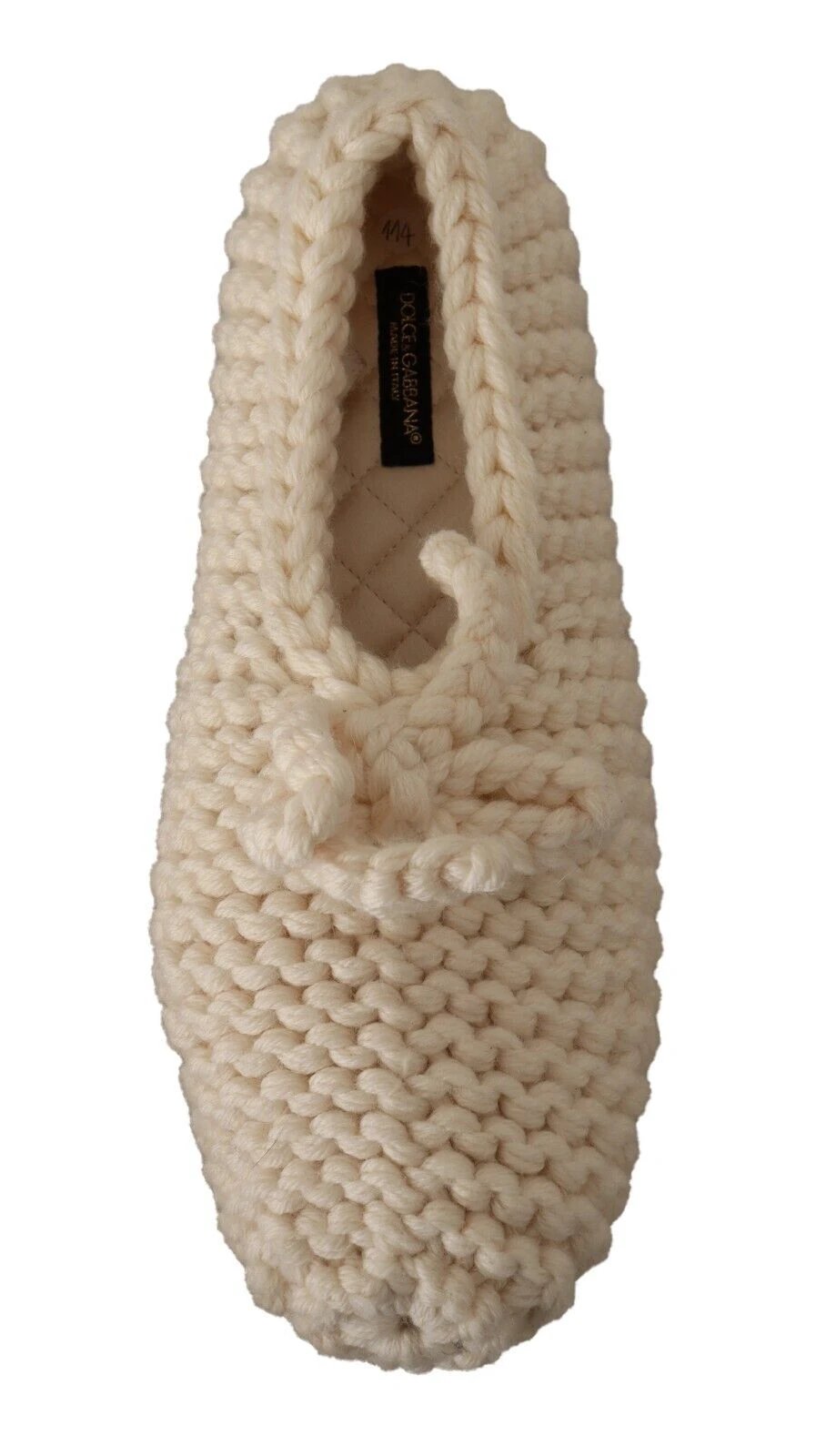 Dolce & Gabbana White Slip On Ballerina Flats Wool Knit Shoes by Dolce & Gabbana