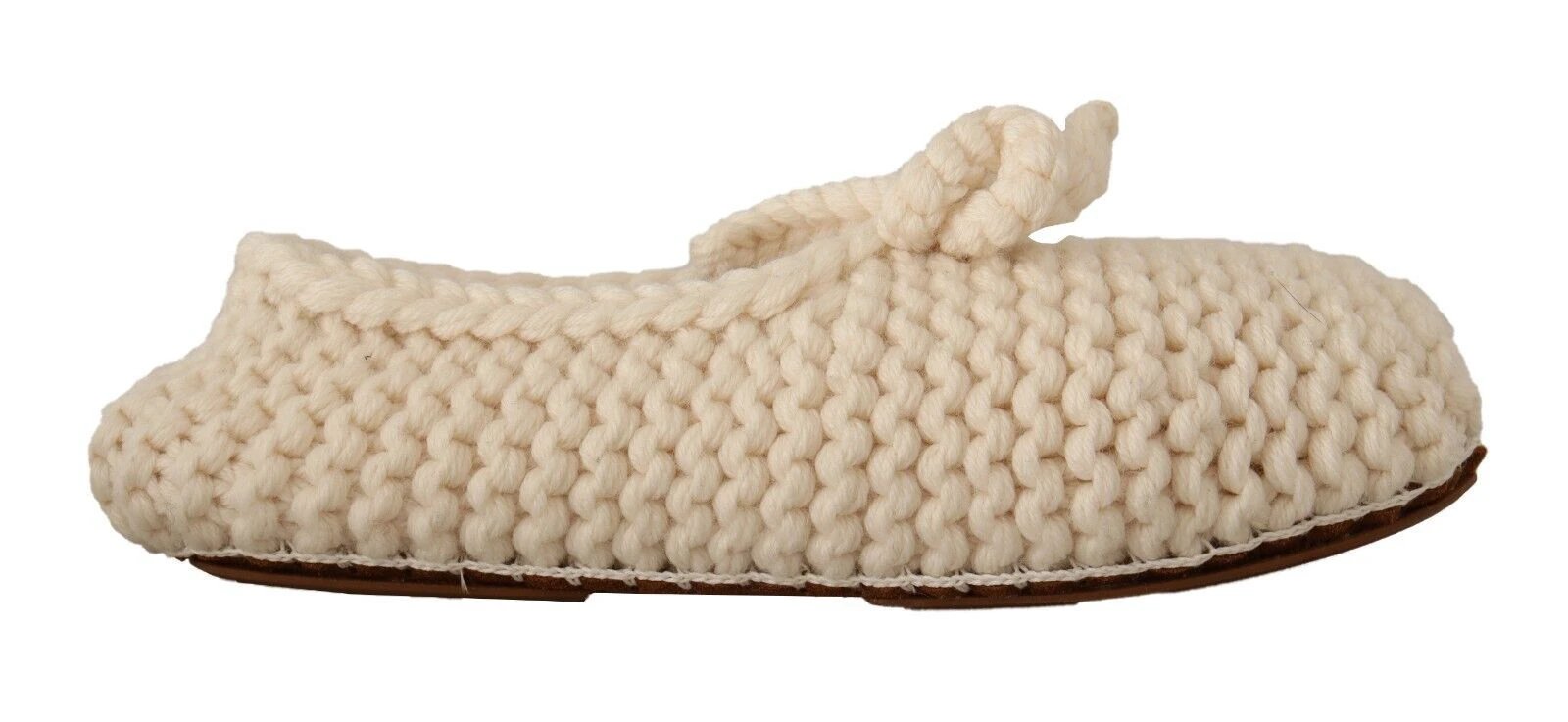 Dolce & Gabbana White Slip On Ballerina Flats Wool Knit Shoes by Dolce & Gabbana