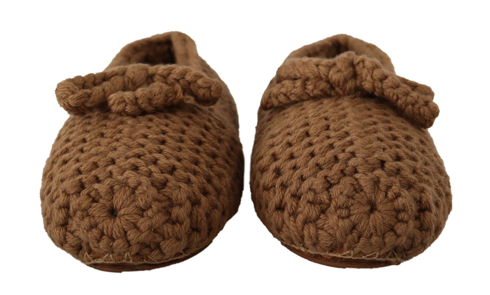 Dolce & Gabbana Brown Slip On Ballerina Flats Wool Knit Shoes by Dolce & Gabbana