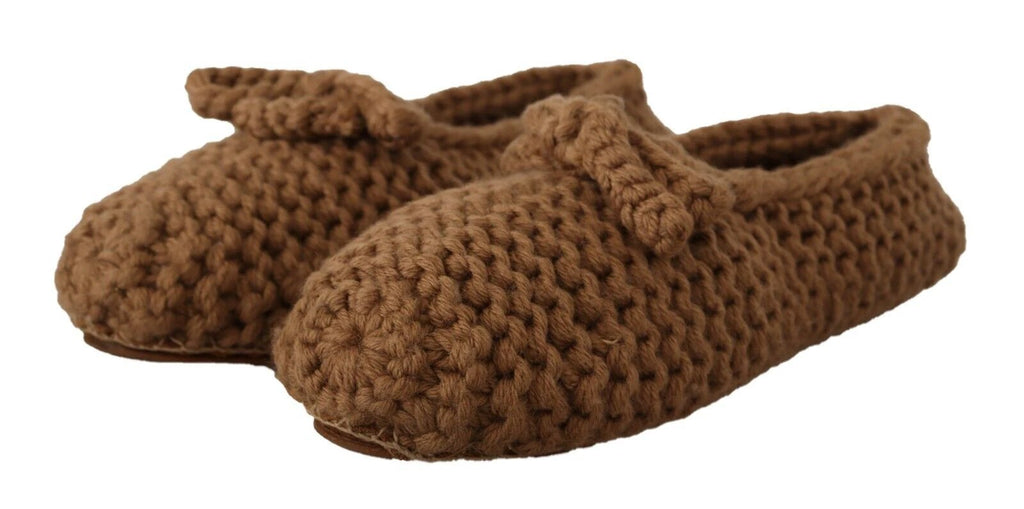 Dolce & Gabbana Brown Slip On Ballerina Flats Wool Knit Shoes by Dolce & Gabbana