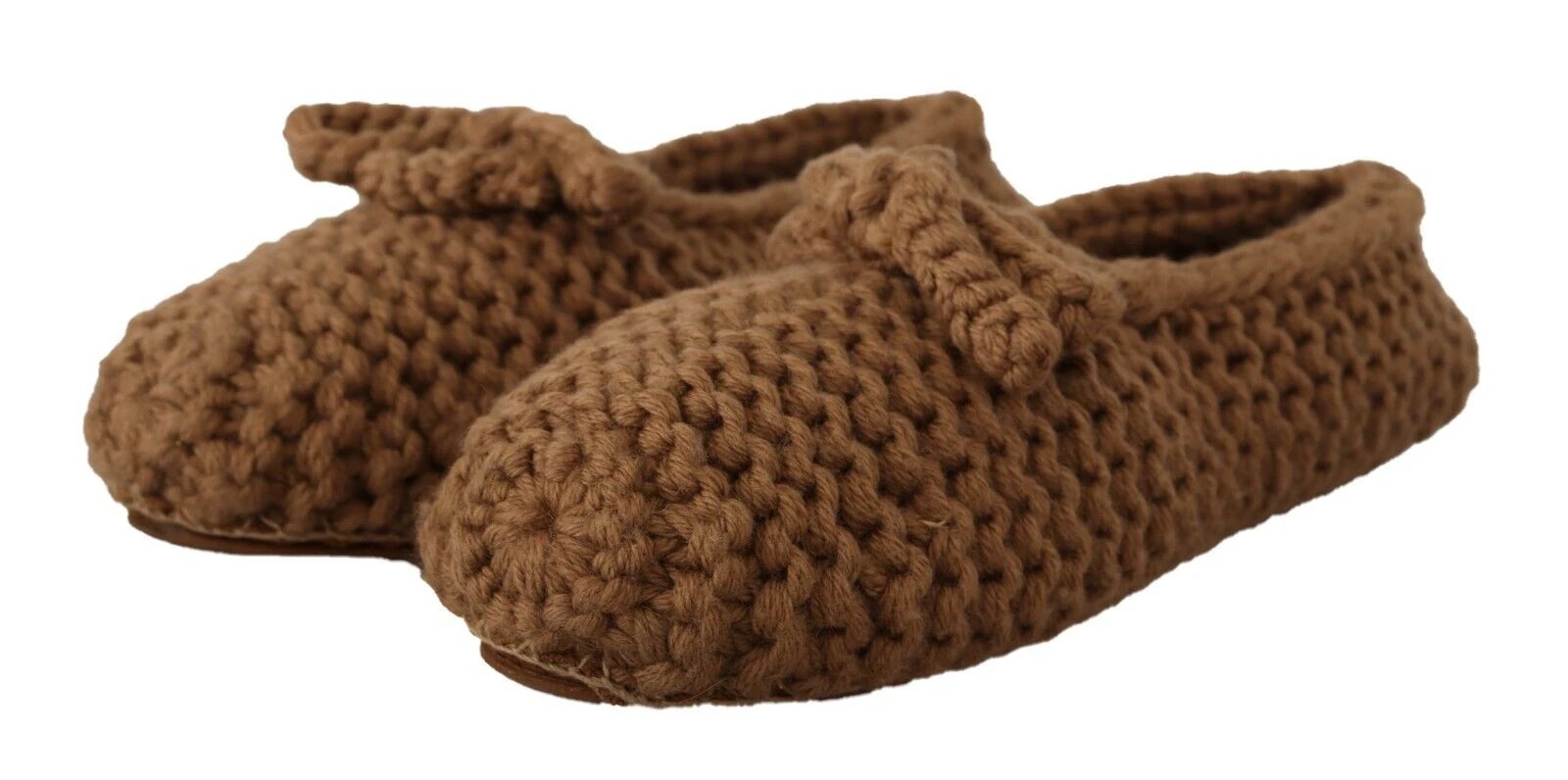 Dolce & Gabbana Brown Slip On Ballerina Flats Wool Knit Shoes by Dolce & Gabbana