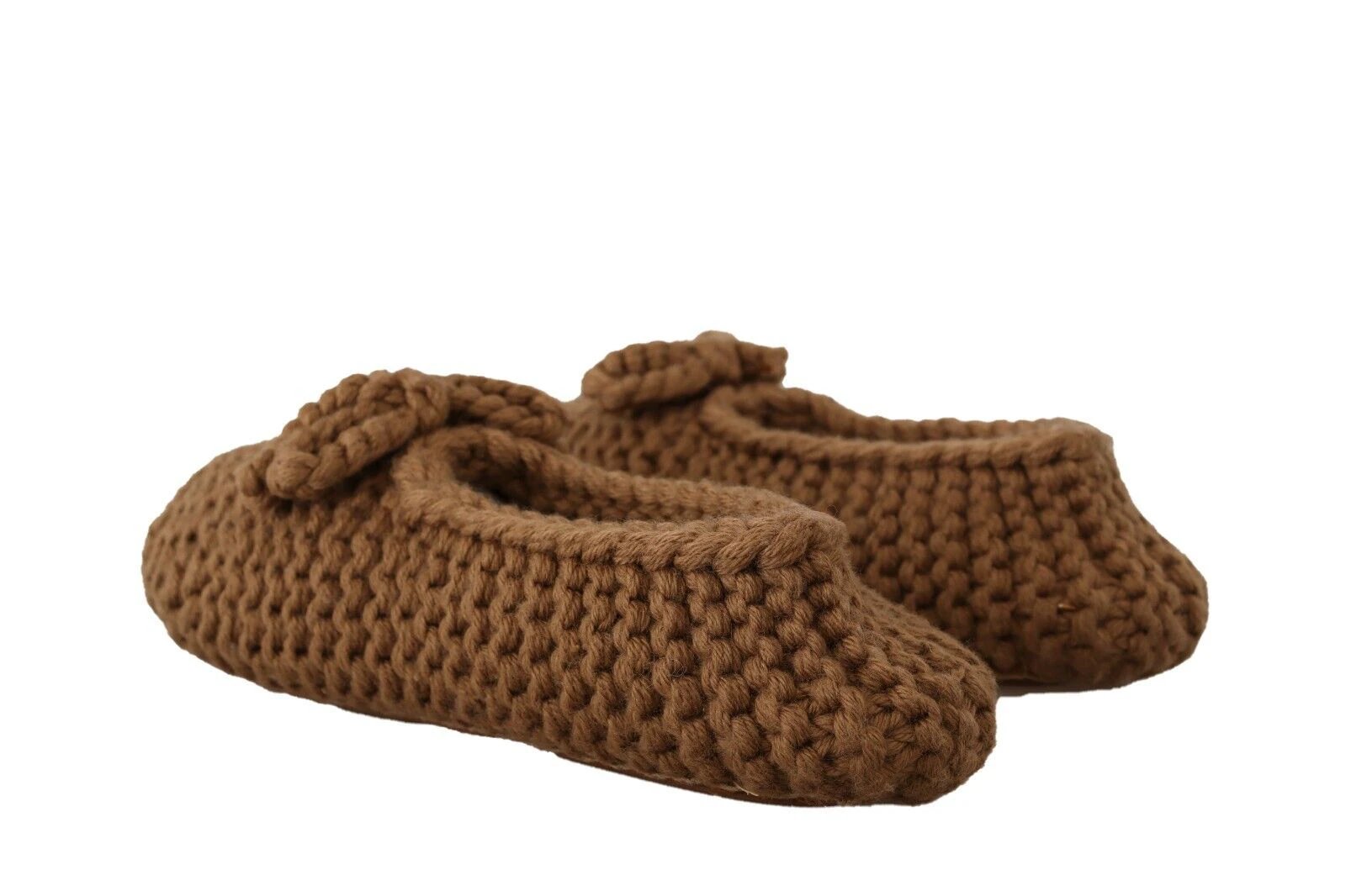 Dolce & Gabbana Brown Slip On Ballerina Flats Wool Knit Shoes by Dolce & Gabbana