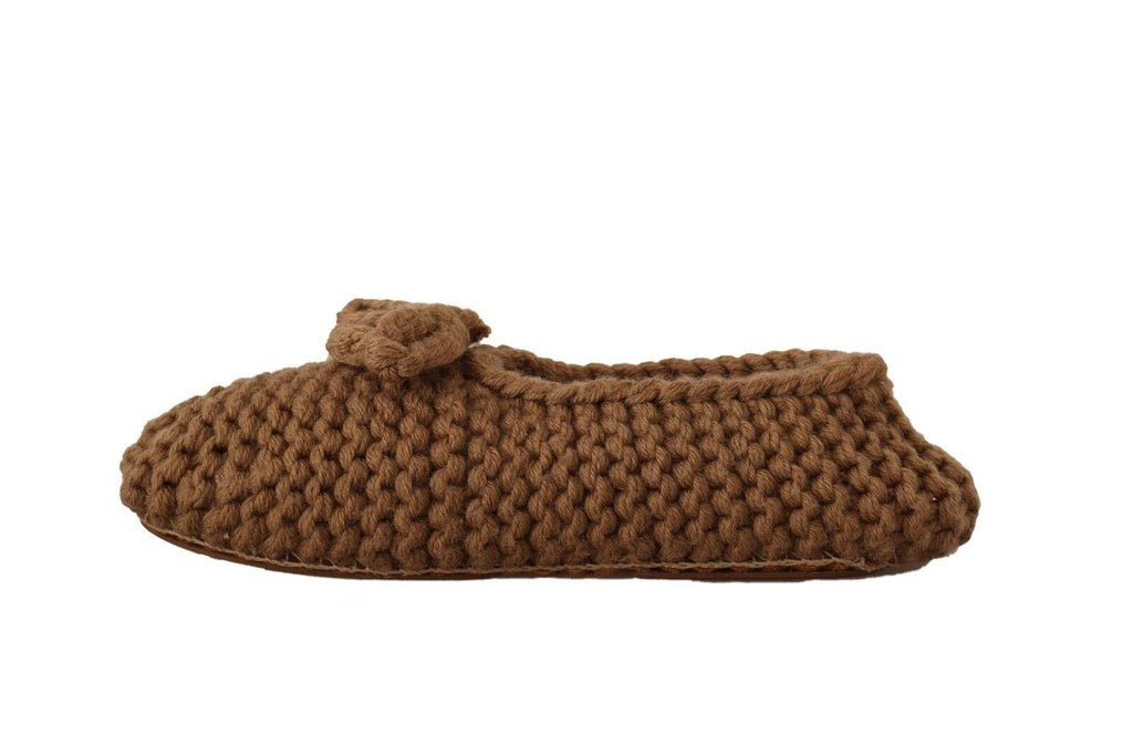Dolce & Gabbana Brown Slip On Ballerina Flats Wool Knit Shoes by Dolce & Gabbana