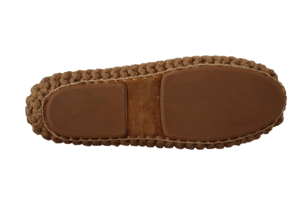 Dolce & Gabbana Brown Slip On Ballerina Flats Wool Knit Shoes by Dolce & Gabbana