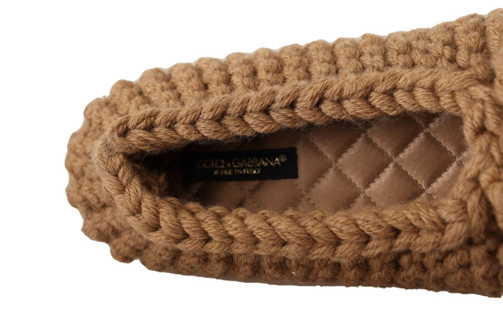 Dolce & Gabbana Brown Slip On Ballerina Flats Wool Knit Shoes by Dolce & Gabbana