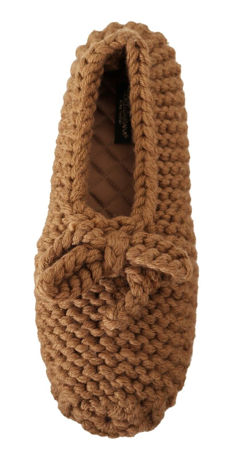 Dolce & Gabbana Brown Slip On Ballerina Flats Wool Knit Shoes by Dolce & Gabbana