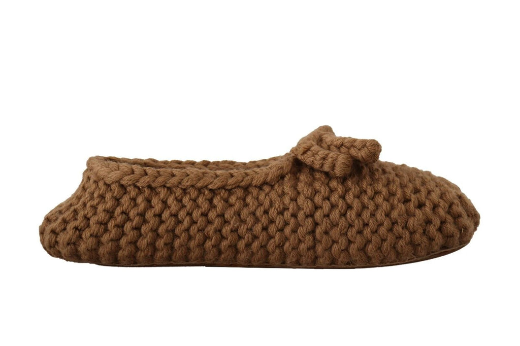 Dolce & Gabbana Brown Slip On Ballerina Flats Wool Knit Shoes by Dolce & Gabbana