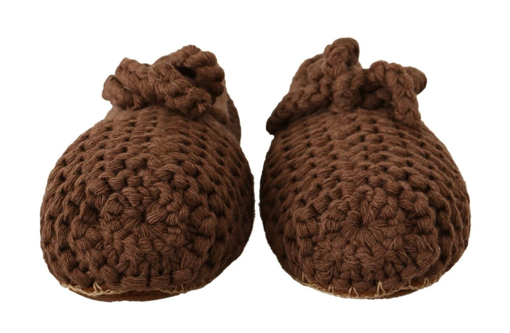 Dolce & Gabbana Brown Slip On Ballerina Flats Wool Knit Shoes by Dolce & Gabbana