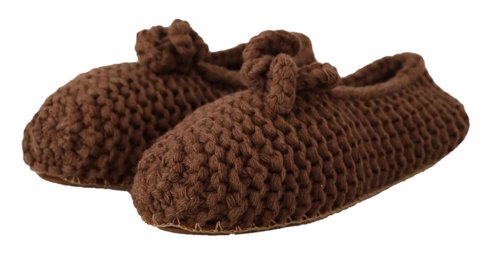 Dolce & Gabbana Brown Slip On Ballerina Flats Wool Knit Shoes by Dolce & Gabbana