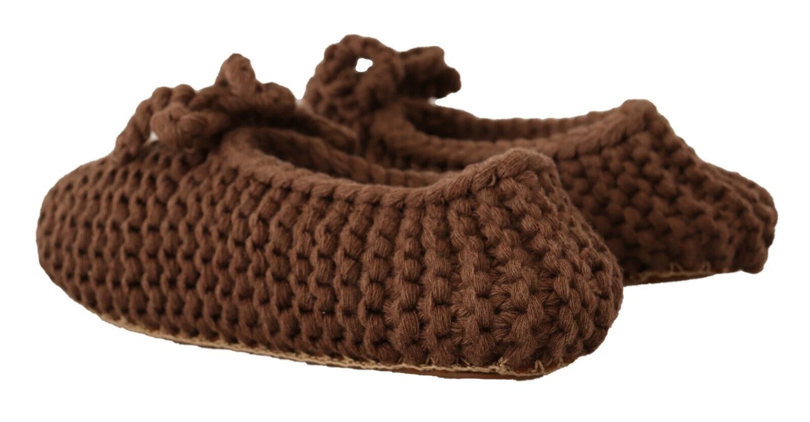 Dolce & Gabbana Brown Slip On Ballerina Flats Wool Knit Shoes by Dolce & Gabbana