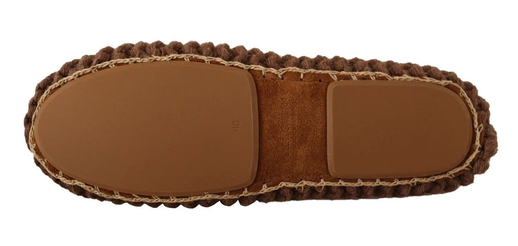 Dolce & Gabbana Brown Slip On Ballerina Flats Wool Knit Shoes by Dolce & Gabbana