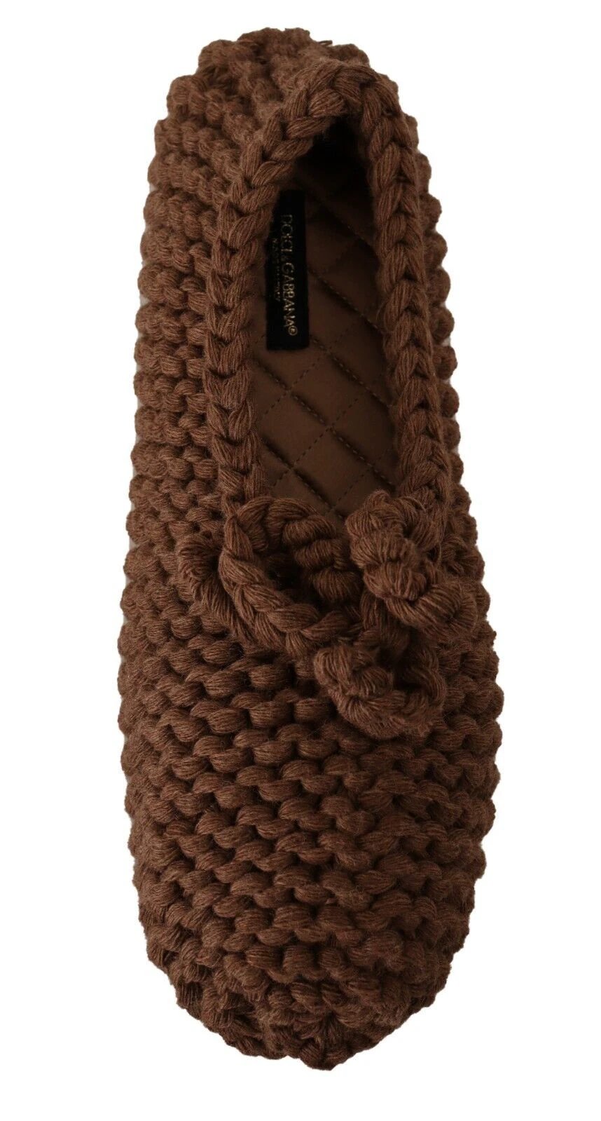 Dolce & Gabbana Brown Slip On Ballerina Flats Wool Knit Shoes by Dolce & Gabbana