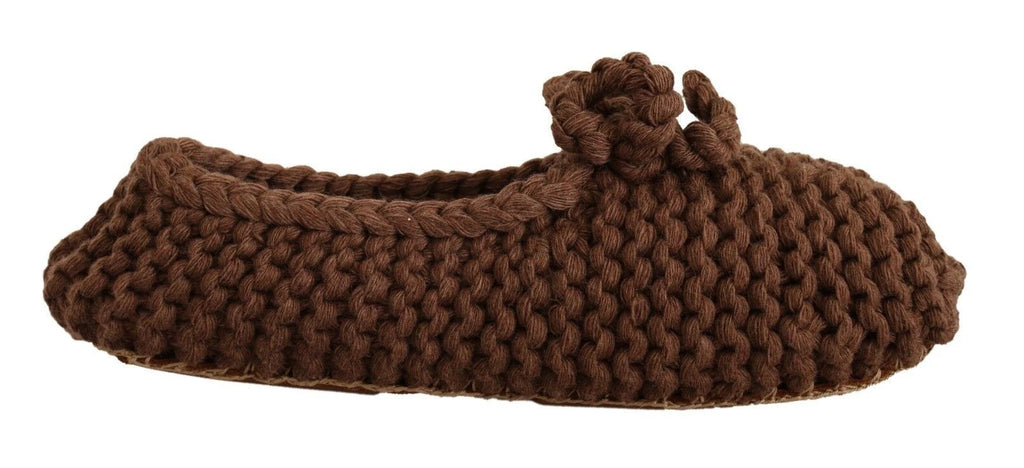 Dolce & Gabbana Brown Slip On Ballerina Flats Wool Knit Shoes by Dolce & Gabbana