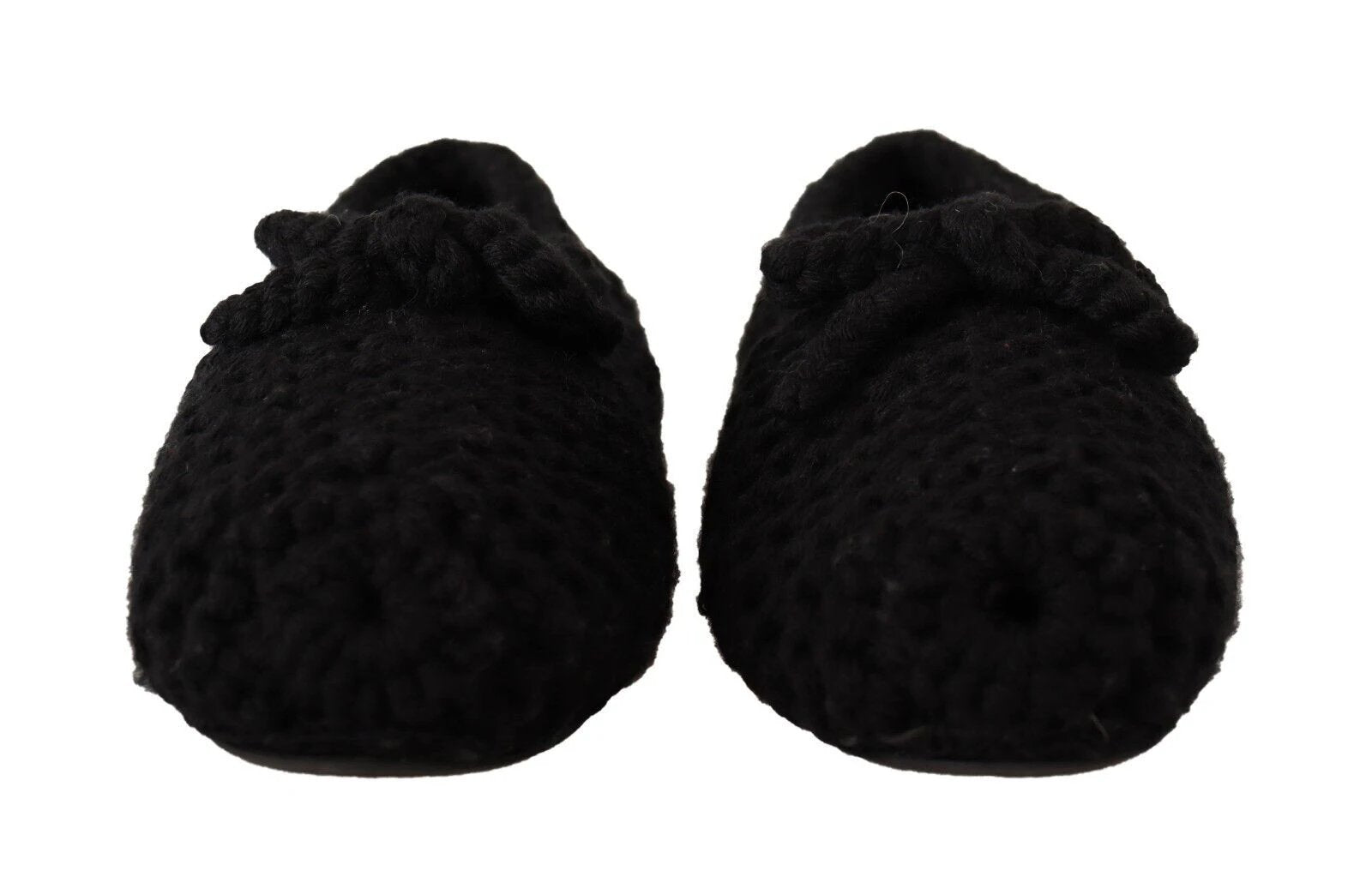 Dolce & Gabbana Black Slip On Ballerina Flats Wool Knit Shoes by Dolce & Gabbana