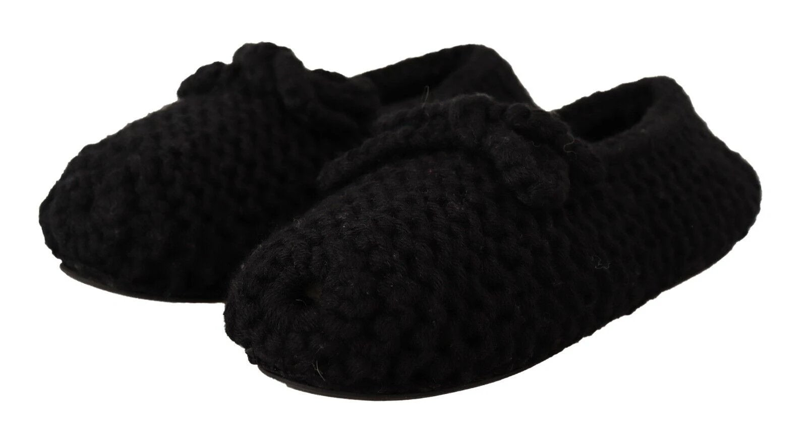 Dolce & Gabbana Black Slip On Ballerina Flats Wool Knit Shoes by Dolce & Gabbana