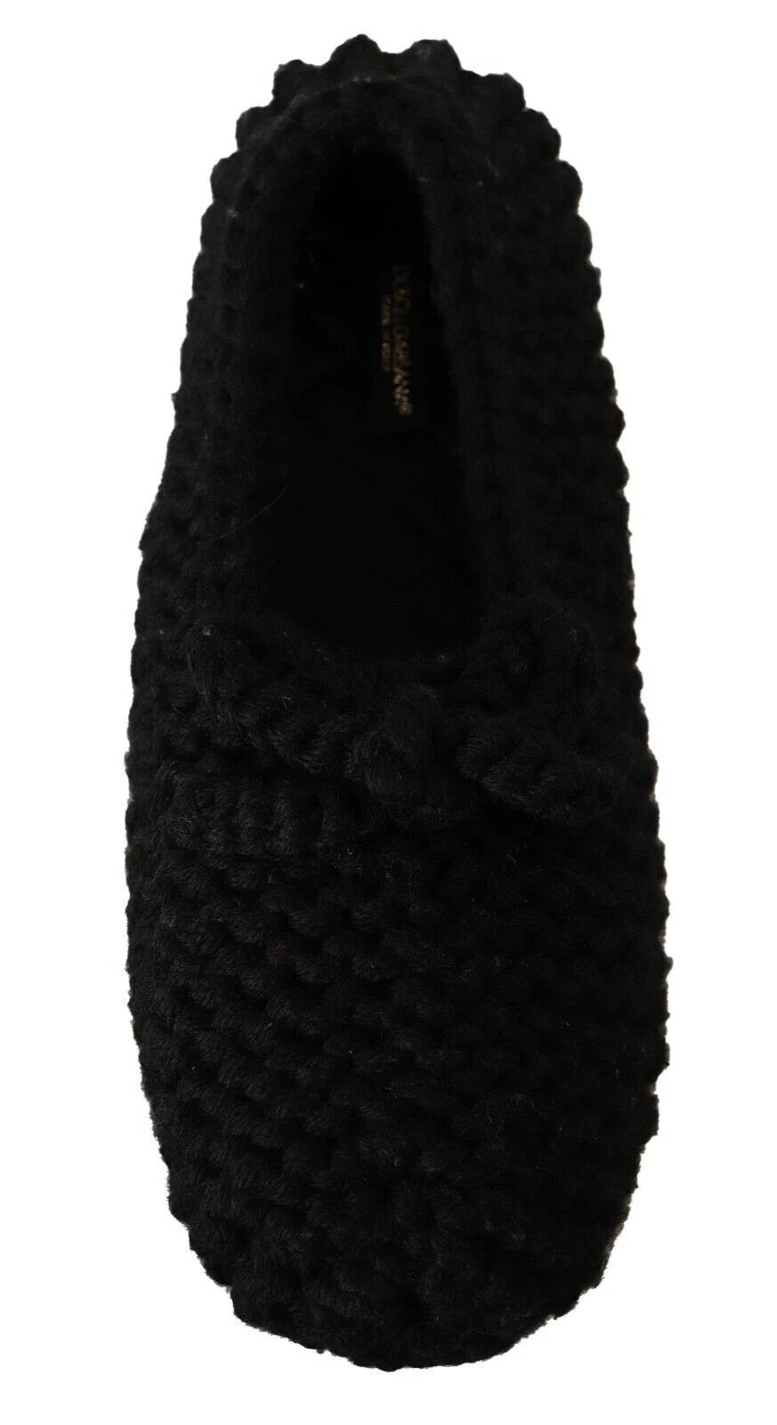 Dolce & Gabbana Black Slip On Ballerina Flats Wool Knit Shoes by Dolce & Gabbana