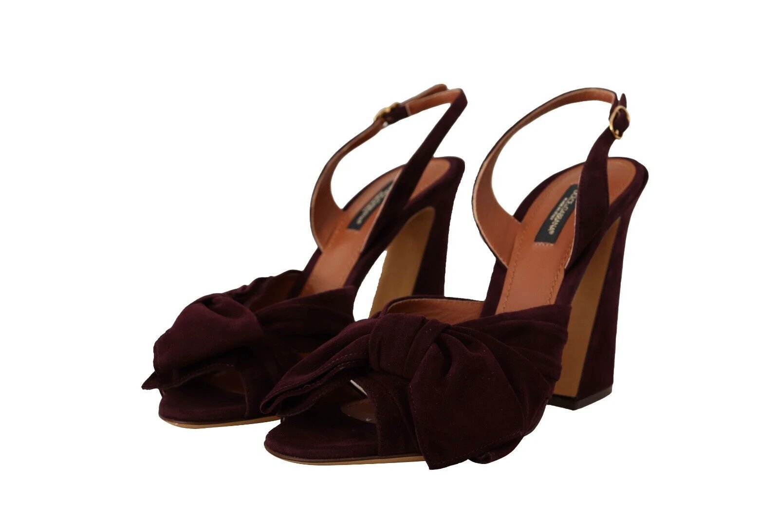 Dolce & Gabbana Dark Purple Suede Ankle Strap Sandals Shoes by Dolce & Gabbana