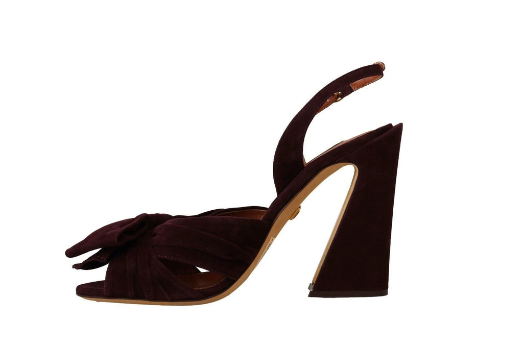 Dolce & Gabbana Dark Purple Suede Ankle Strap Sandals Shoes by Dolce & Gabbana