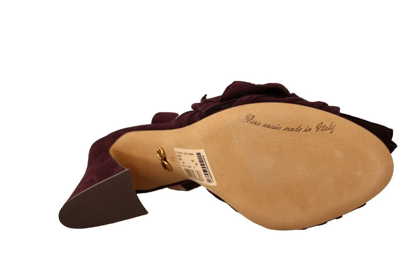 Dolce & Gabbana Dark Purple Suede Ankle Strap Sandals Shoes by Dolce & Gabbana