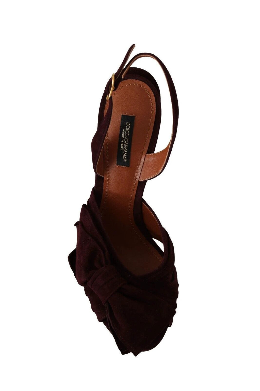 Dolce & Gabbana Dark Purple Suede Ankle Strap Sandals Shoes by Dolce & Gabbana
