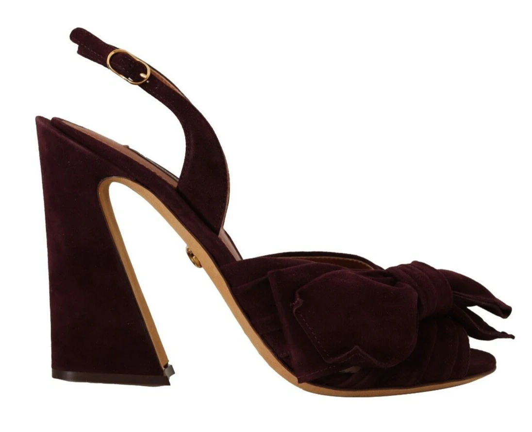 Dolce & Gabbana Dark Purple Suede Ankle Strap Sandals Shoes by Dolce & Gabbana