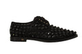Dolce & Gabbana Black Lace Up Studded Formal Flats Shoes by Dolce & Gabbana